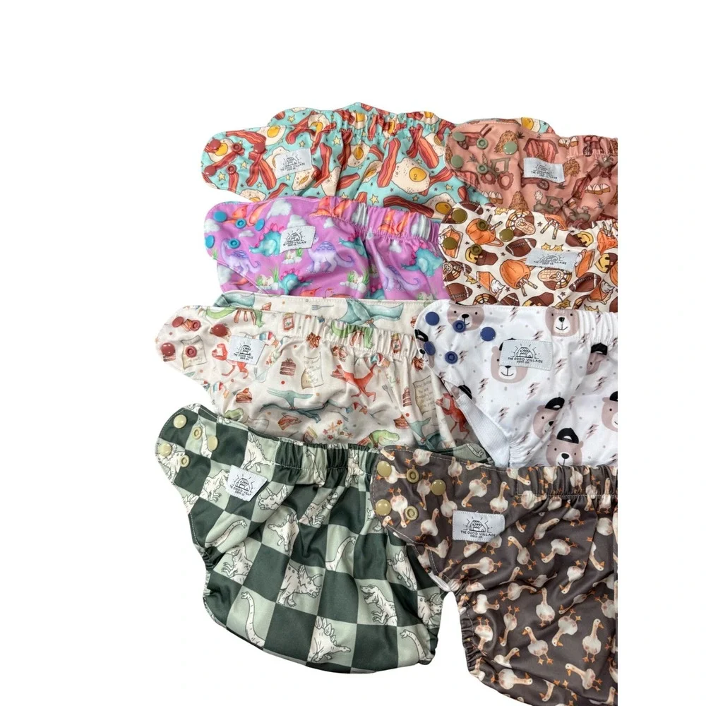 The Good Village Co Cloth Diaper Lot 11 Pack Reusable Pocket Diapers 5 Inserts